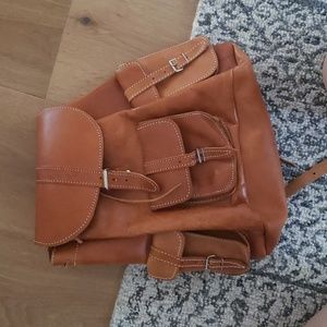 Vintage Camel leather backpack